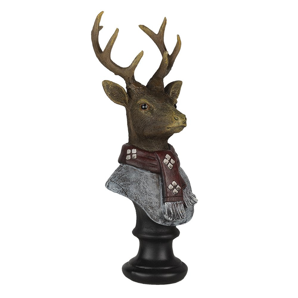 Beeld Hert 10x9x23 cm Bruin Polyresin
