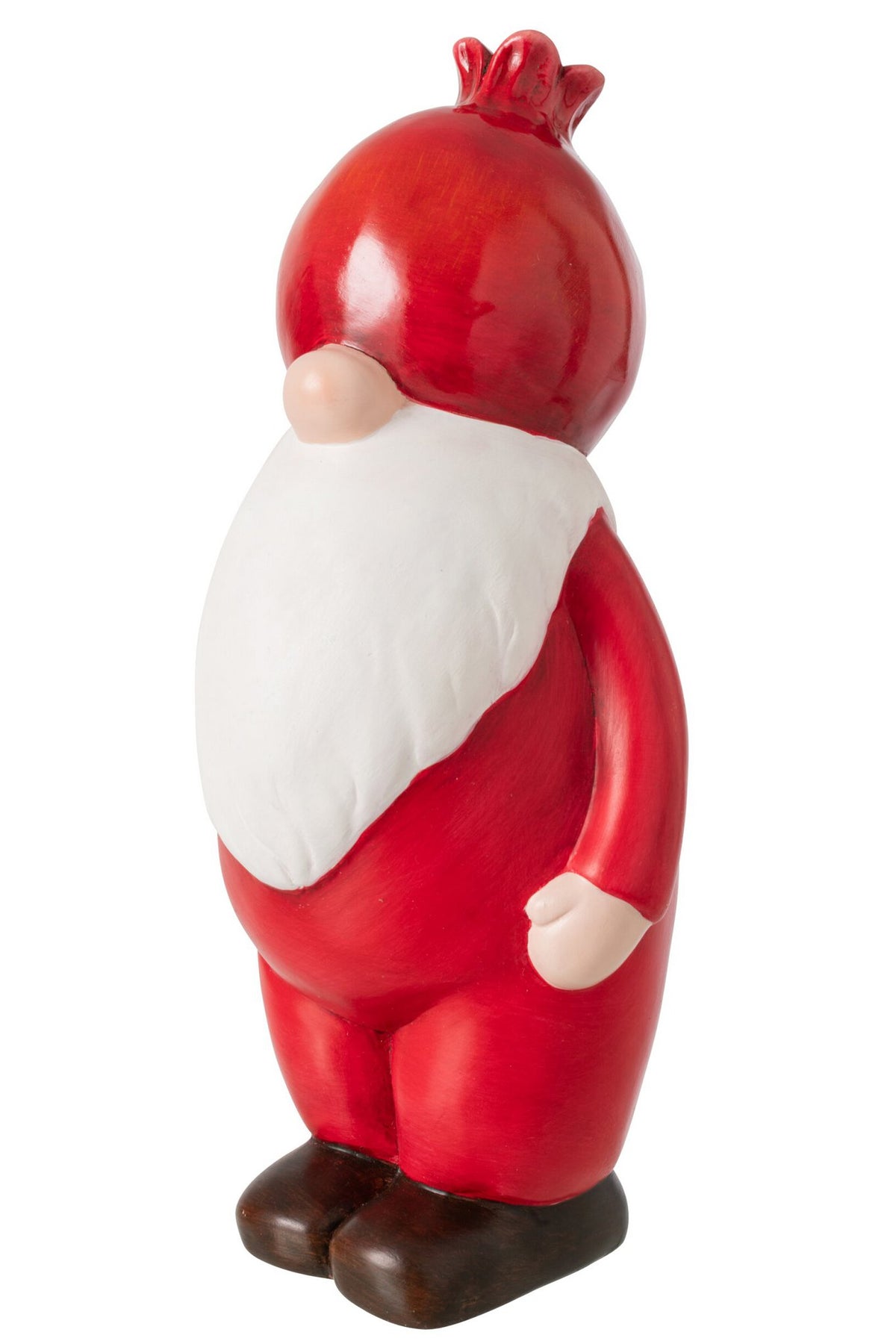 J-Line Kerstman Granaatappel - keramiek - kerstrood/wit - L