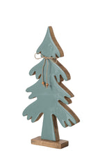 J-Line Dennenboom met strik - mangohout - naturel/turquoise - medium