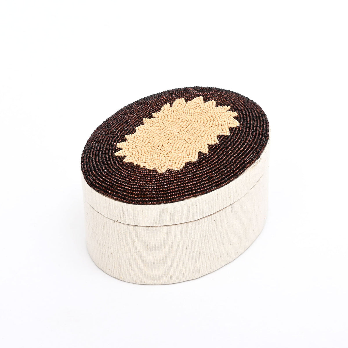 Ovale opslag - Vintage Regal Beaded Keepsake Box - 7X5 Inch