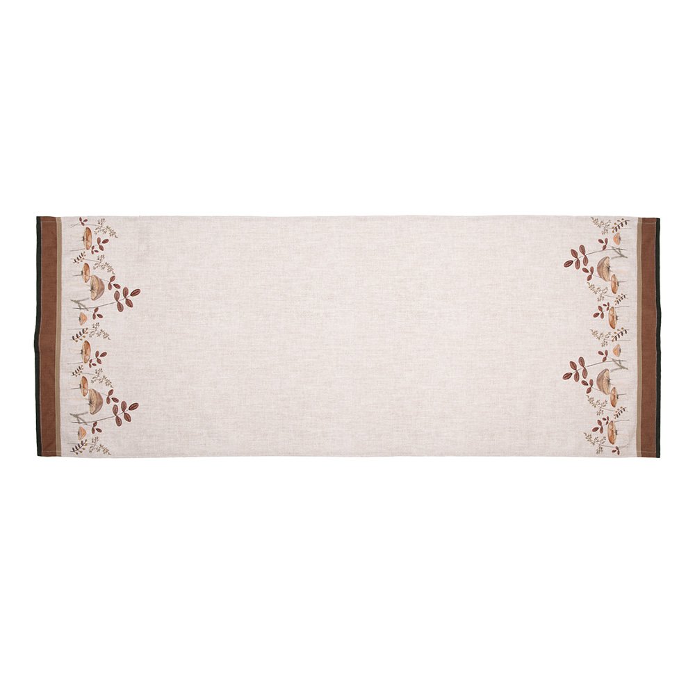 Tafelloper 50x140 cm Beige Katoen Paddenstoelen Tafelkleed