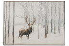J-Line Schilderij hert met sneeuw - MDF - wit/bruin