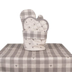 Broodmand Ø 15x16 cm Beige Grijs Katoen Hartjes