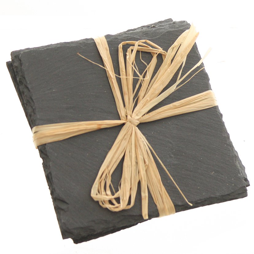 Leisteen onderzetters s/4 10x10cm
