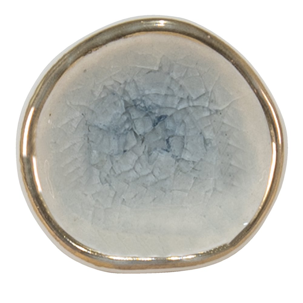 Deurknop 4x3x4 cm Blauw WIT Keramiek Meubelkknop
