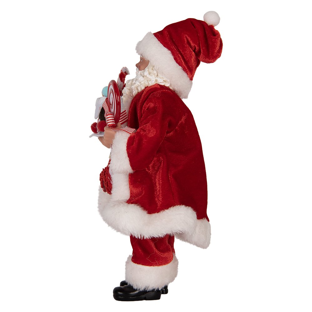 Kerstdecoratie Beeld Kerstman 16x8x28 cm Rood Textiel