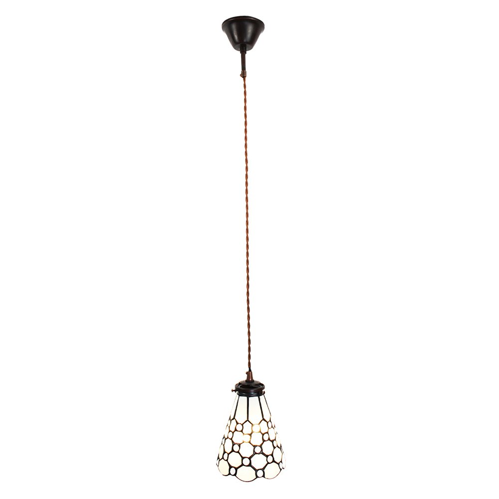 Hanglamp Tiffany Ø 15x115 cm wit Bruin Glas Hanglamp Eettafel