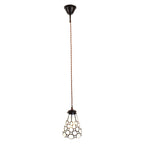 Hanglamp Tiffany Ø 15x115 cm wit Bruin Glas Hanglamp Eettafel