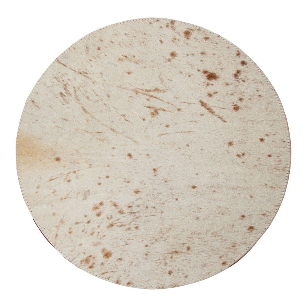Placemat koehuid rond bruin/wit Ø38cm