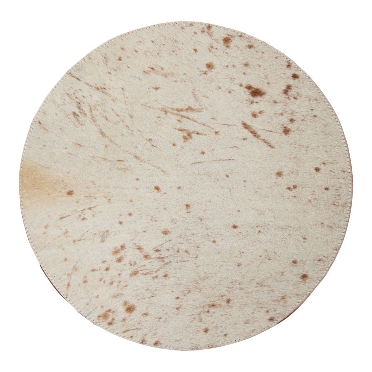 Placemat koehuid rond bruin/wit Ø38cm
