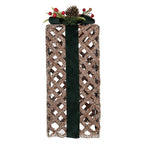 Kerstdecoratie Beeld Cadeau 16x16x44 cm Bruin Rotan