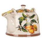 Theepot met Filter 800 ml Wit Geel Keramiek Citroenen