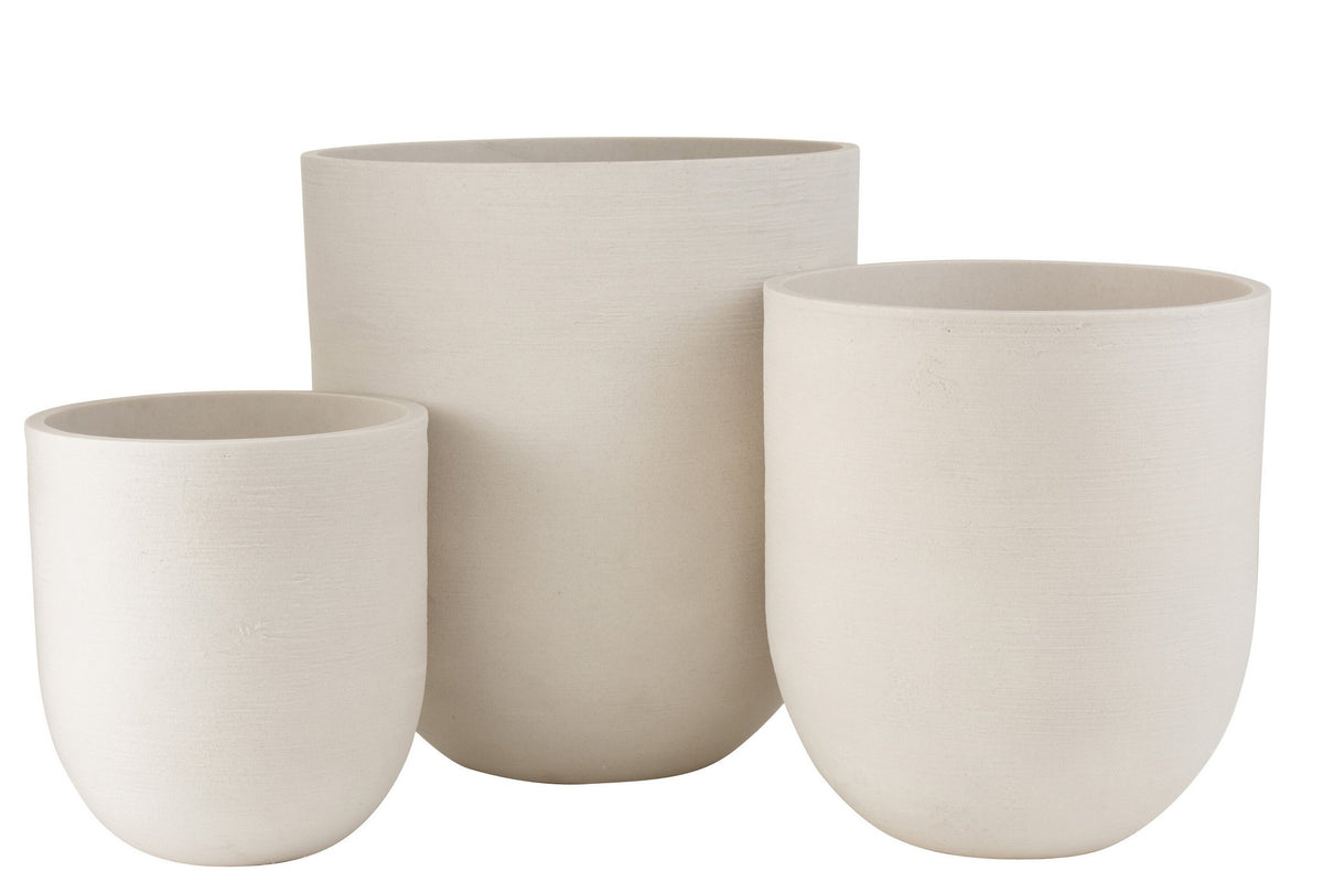 J-Line bloempot Rond Hoog - keramiek - wit - 3 stuks - Ø 58.5 cm