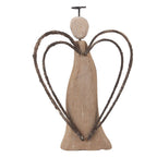 Decoratie Beeld Engel 12x3x18 cm Bruin Hout