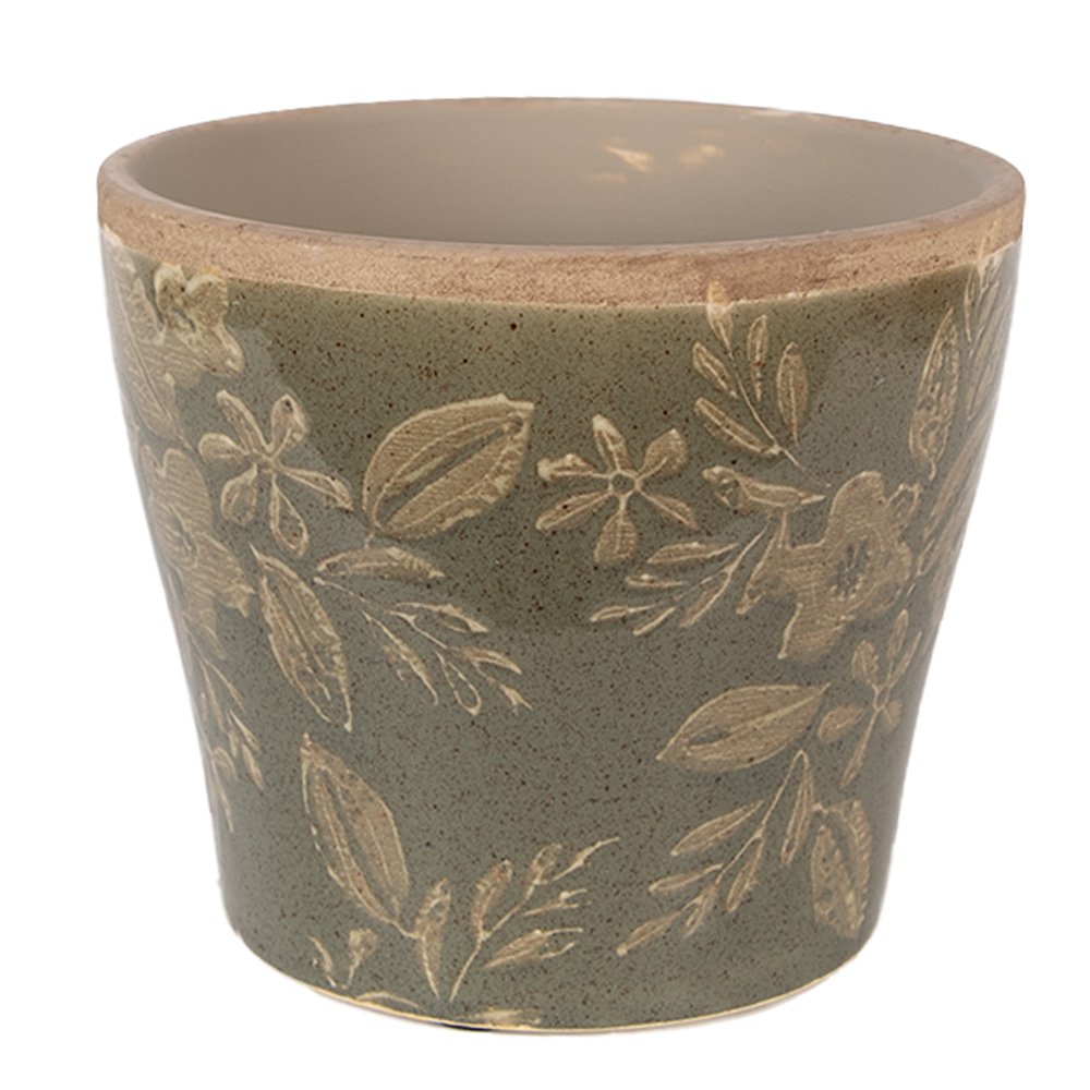 Bloempot Ø 10x9 cm Groen Keramiek