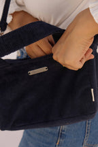 Handgeverfde corduroy draagtas met afneembare riem - Mini