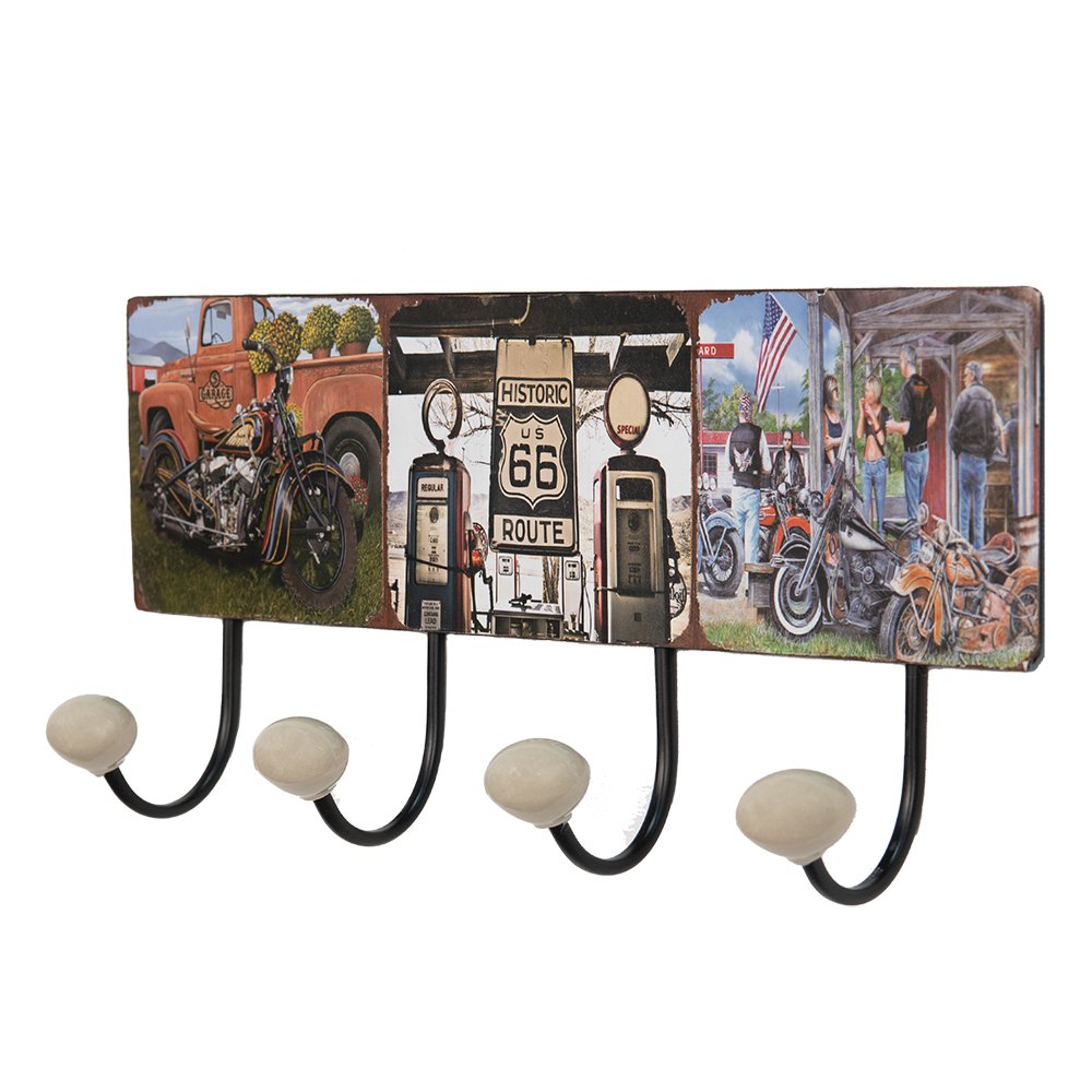 Wandkapstok 40x5x17 cm Zwart Rood IJzer Motor