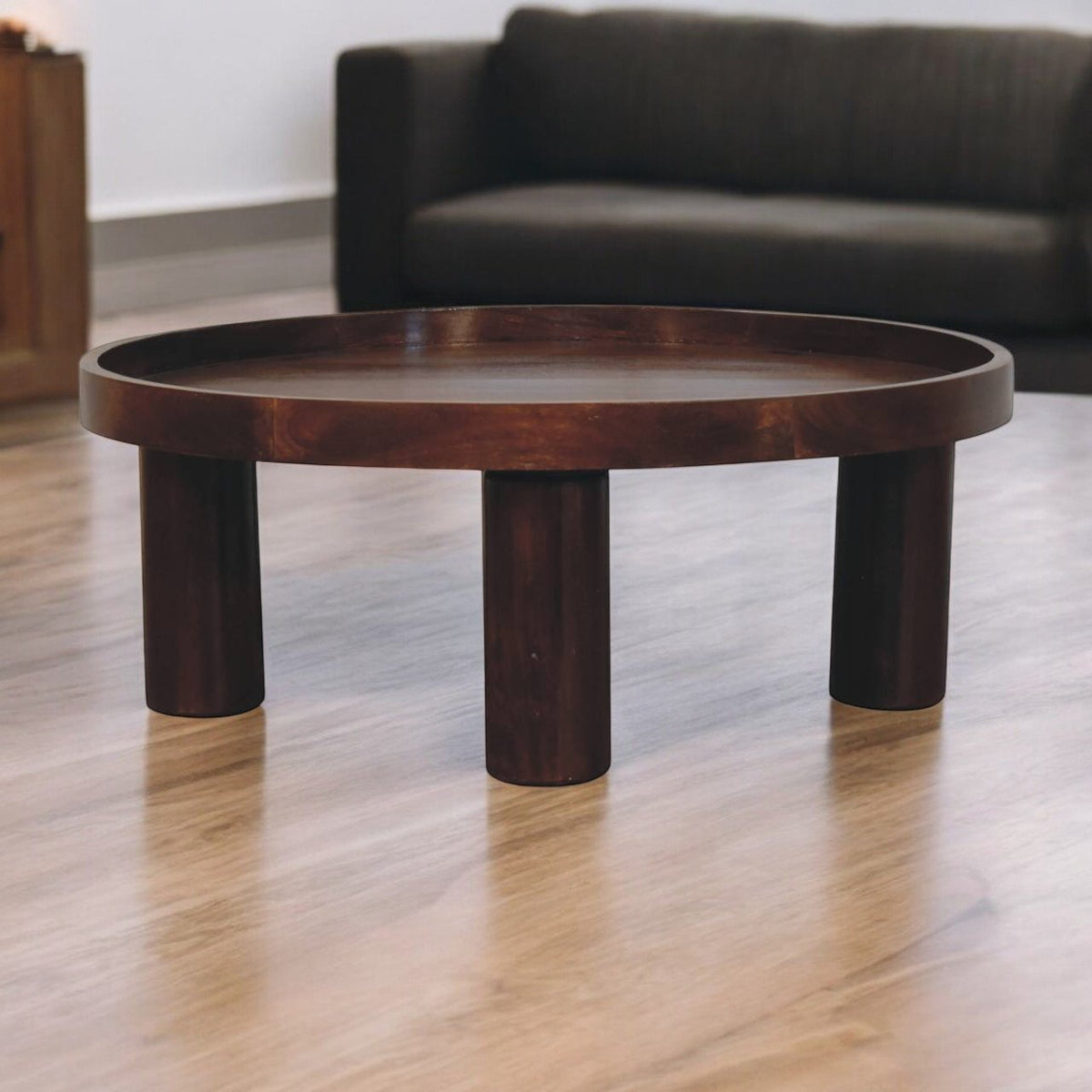 Massief houten Crescent Kastanje salontafel, bruin