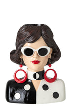 J-Line Vaas vrouw - hars - zwart/wit