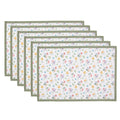Placemats Set van 6 48x33 cm Wit Groen Katoen Bloemen