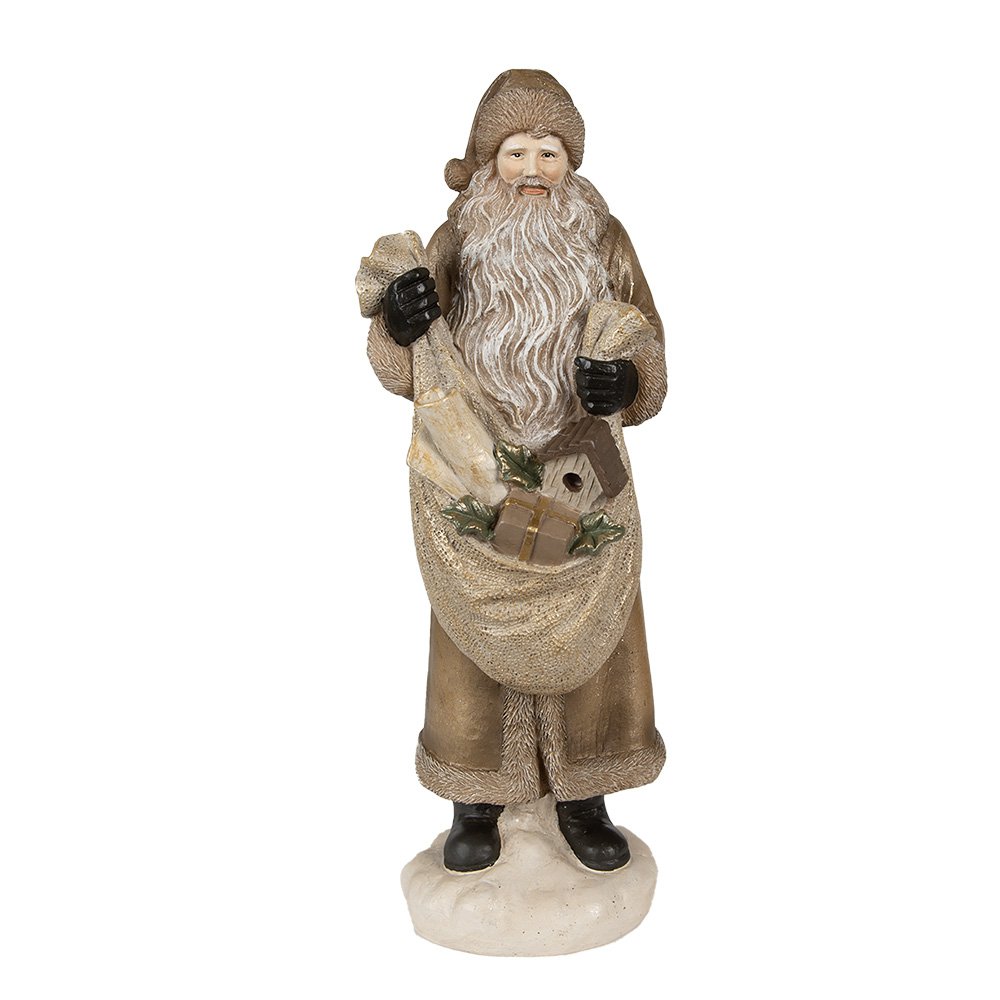 Beeld Kerstman 30 cm Goudkleurig Porselein Kerstfiguren