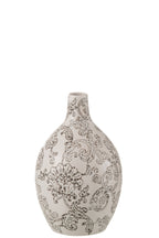 J-Line vaas Zen Rond - porselein - wit/zwart - 30 cm hoog