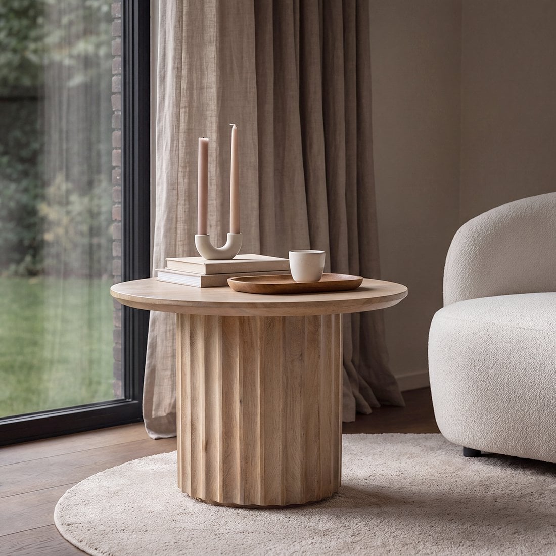 Bullnose bijzettafel naturel 55 cm