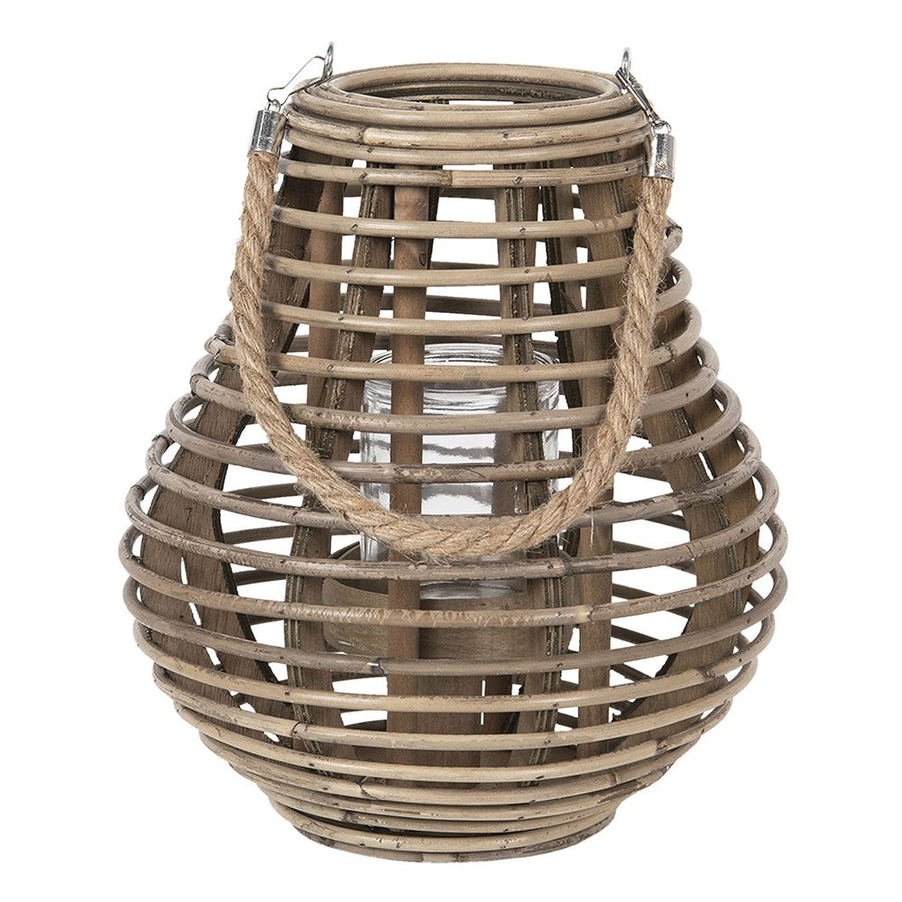Windlicht Ø 26x28 cm Bruin Hout Kaarsenhouder
