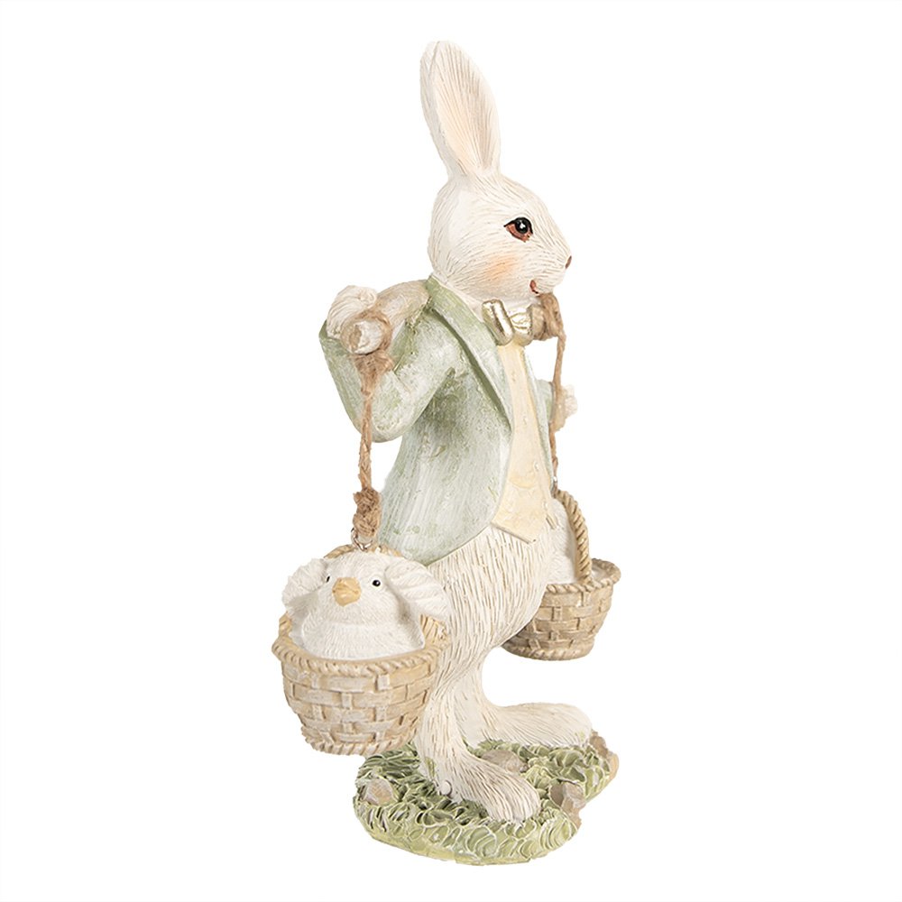 Beeld Konijn 17 cm Wit Groen Polyresin
