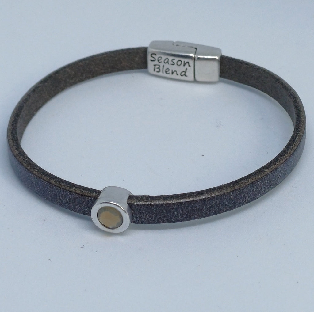 Shorty leren armband antiek verzilverd
