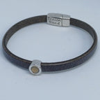 Shorty leren armband antiek verzilverd