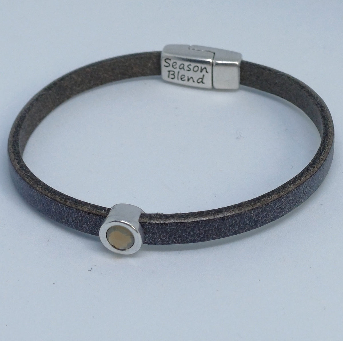Shorty leren armband antiek verzilverd
