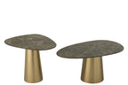 J-Line bijzettafel Marble Effect - ijzer - brons/taupe - set van 2