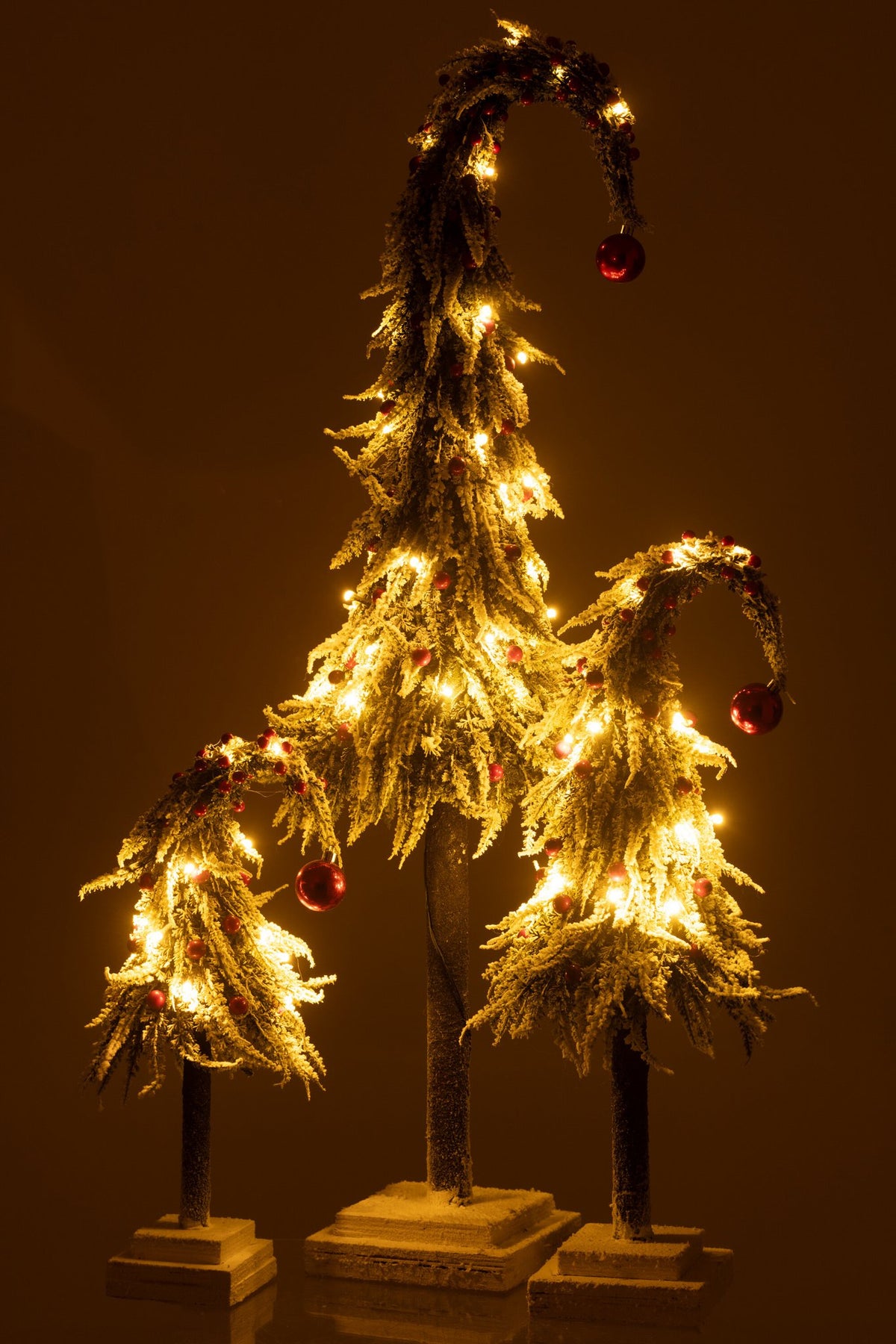 J-Line Kerstboom Muts+Led Kunststof Sneeuw Groen/Rood Large
