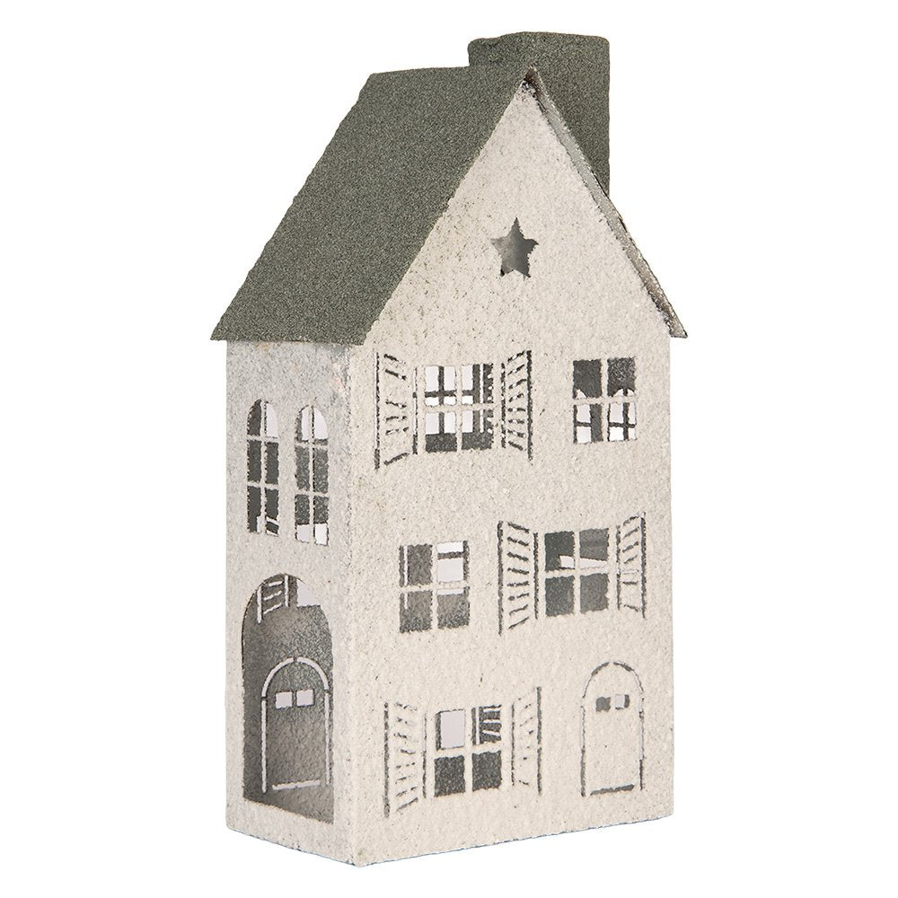 Decoratie Beeld Huis 16x9x32 cm Wit Metaal