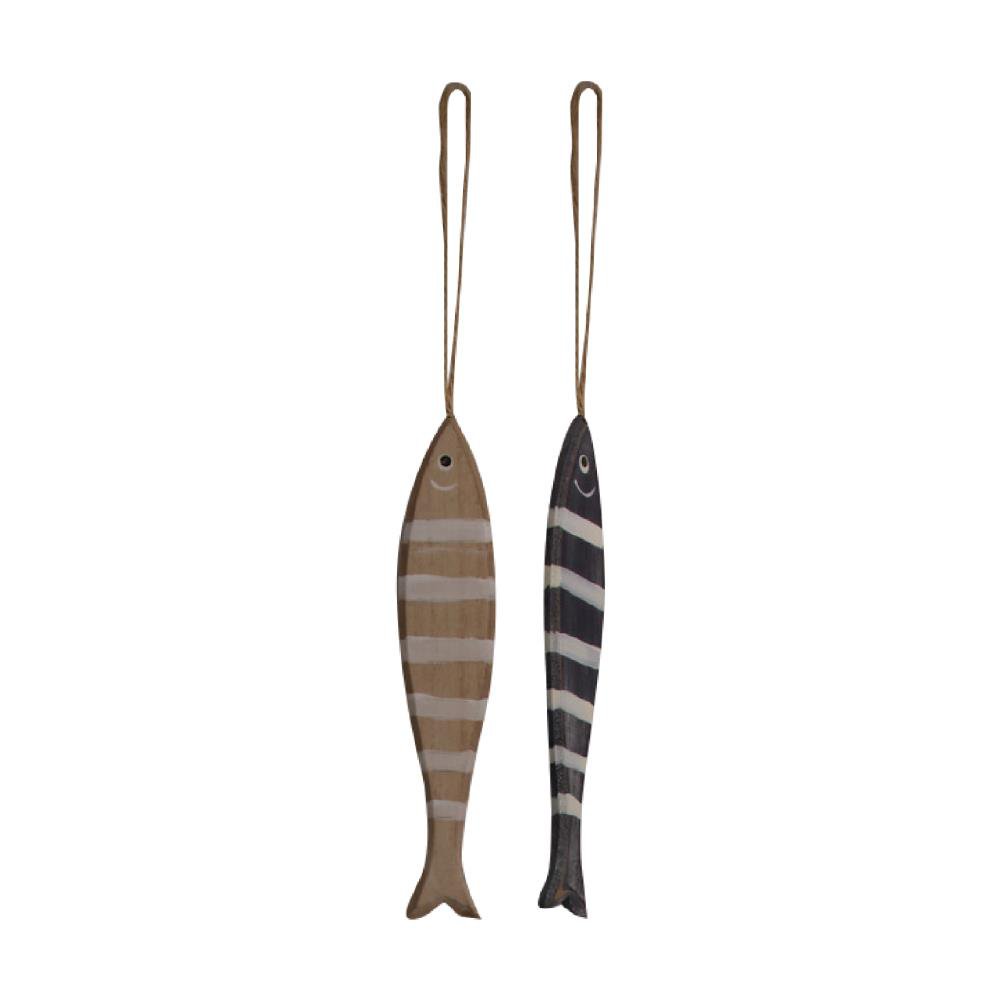Vis hout hanger 22x0.9x4cm mix