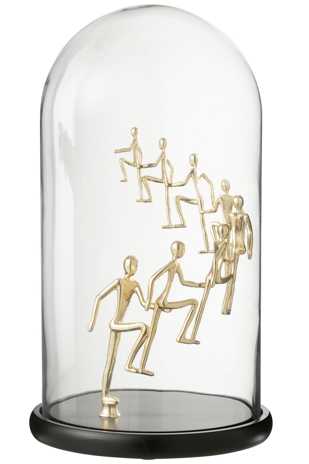 J-Line decoratie Stolp Klimmende Mensen - glas - goud/zwart