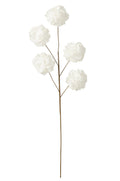 J-Line bloem tak 5 pompoms Eva - kunststof - wit