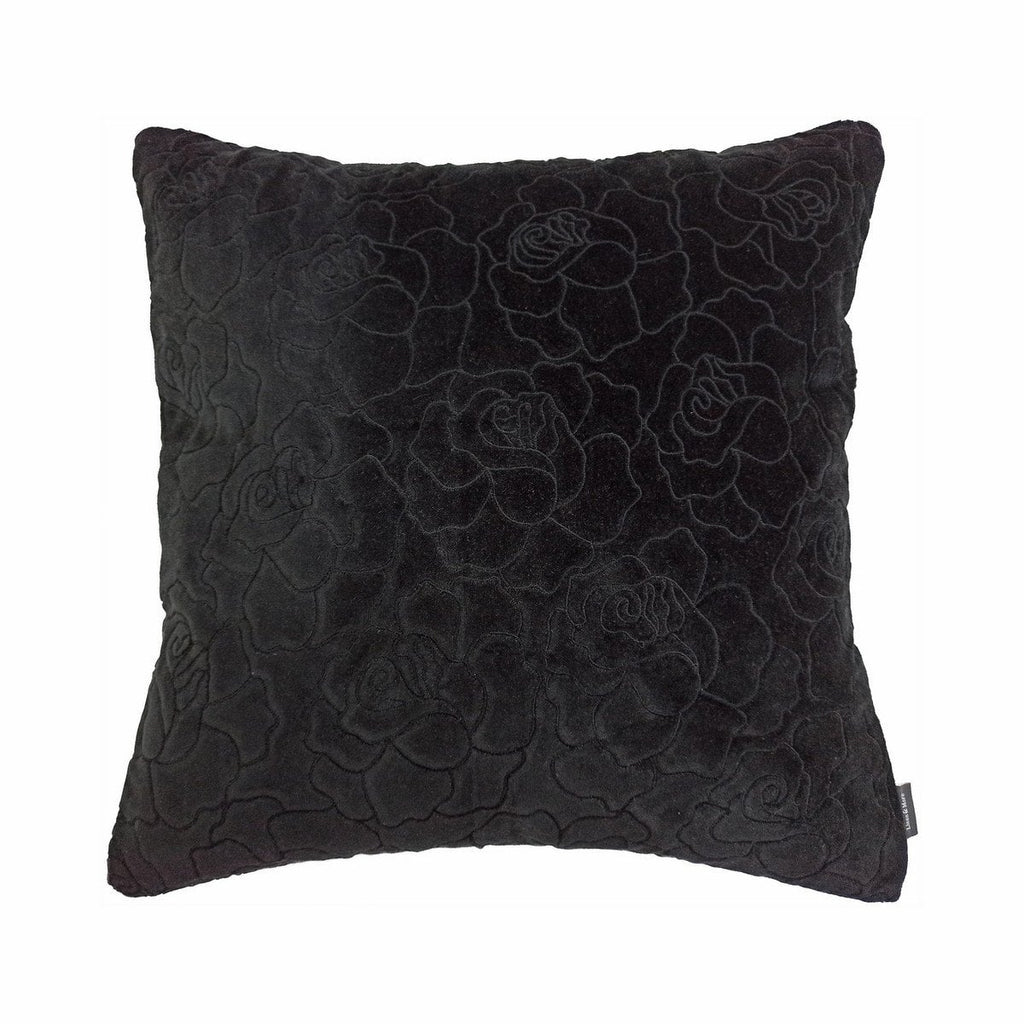 Rose Embroidery kussen zwart 45x45cm