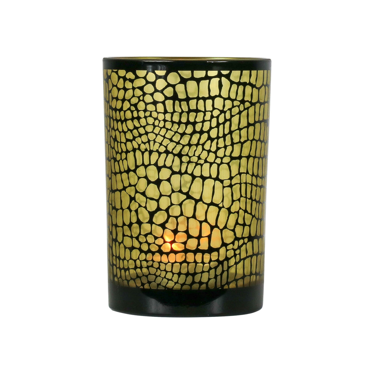 Theelichthouder croco zwart large 18cm*