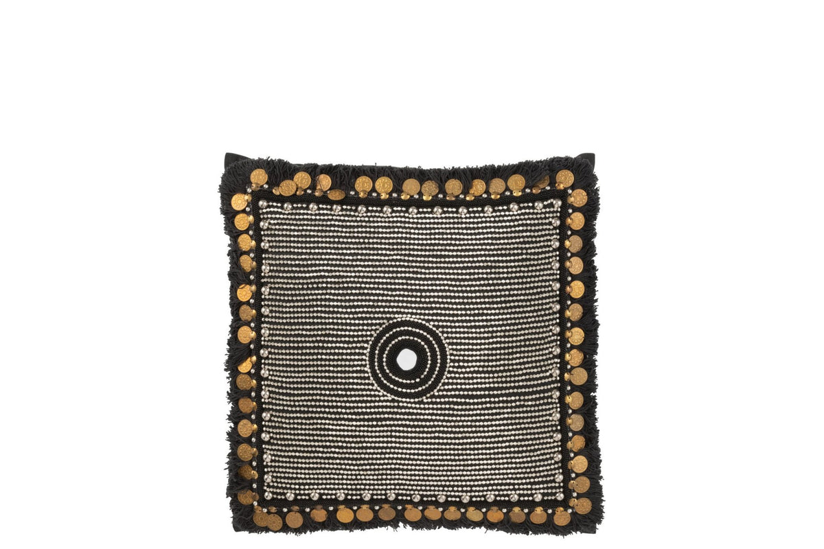 J-Line kussen Ibiza - textiel - zwart