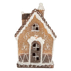 Gingerbread house met LED 13x9x20 cm Bruin Kunststof