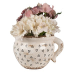 Bloempot 20x17x15 cm Beige Zwart Keramiek Hartjes Bloempot Binnen