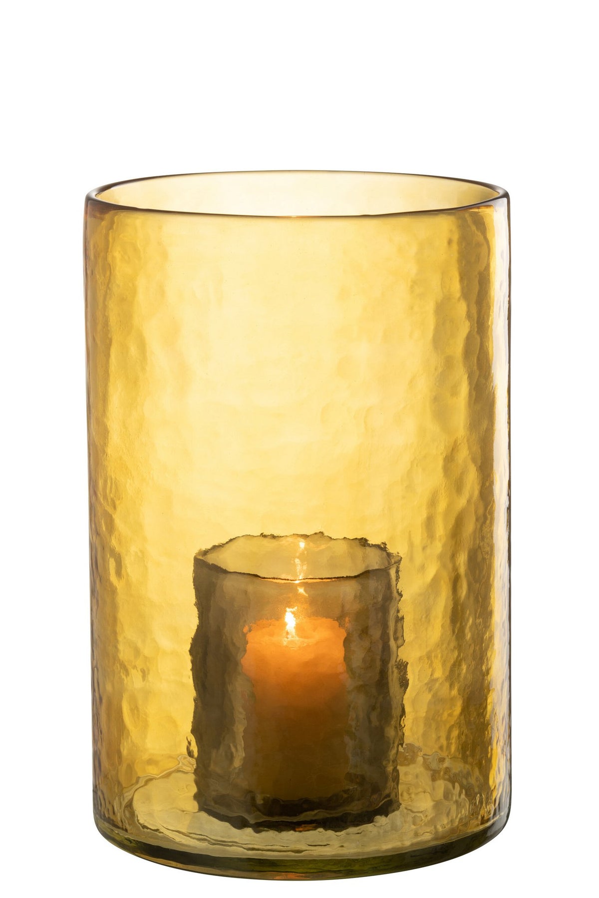 J-Line Windlicht Dubbel Glas Geel Large