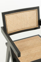 J-Line Stoel Rooster Essenhout/Rattan Zwart