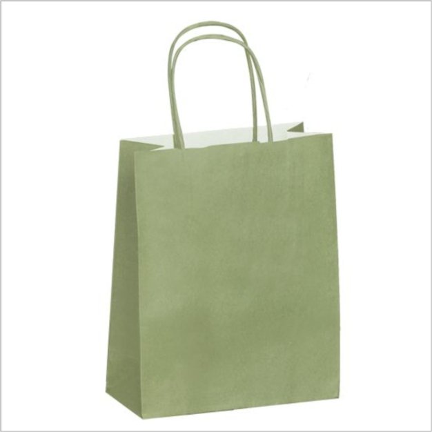 Papieren tas - L - Olijfgroen- 100St