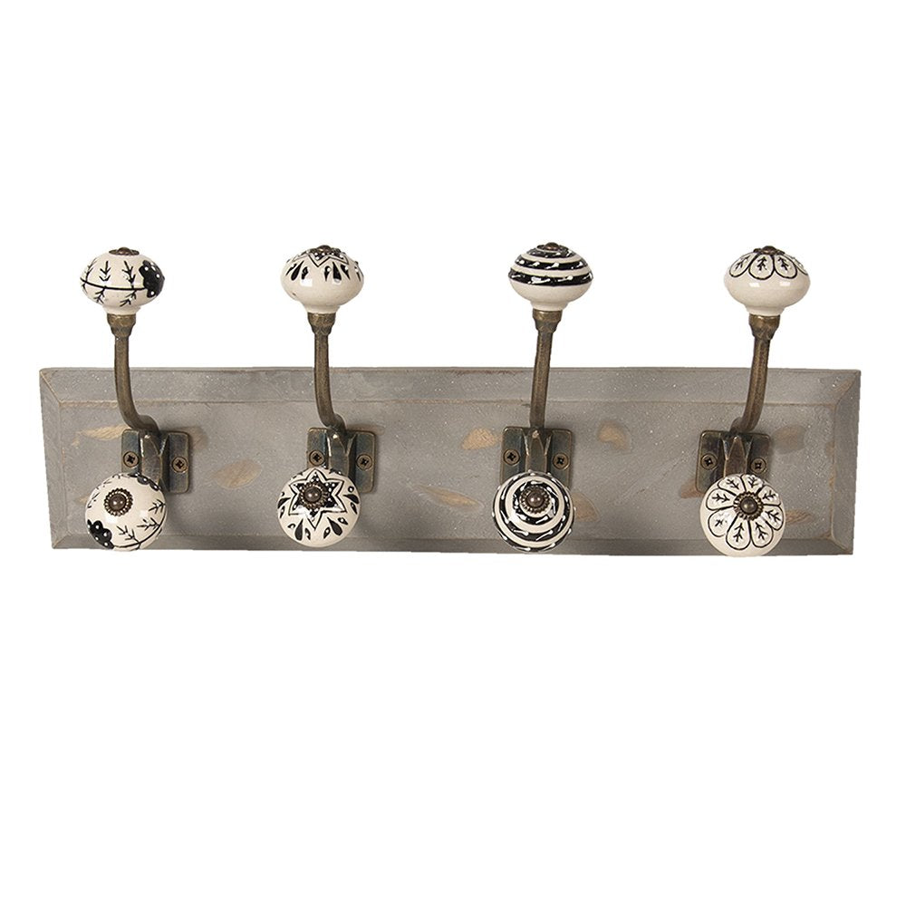 Wandkapstok 4 Haken 45x10x18 cm Wit Hout