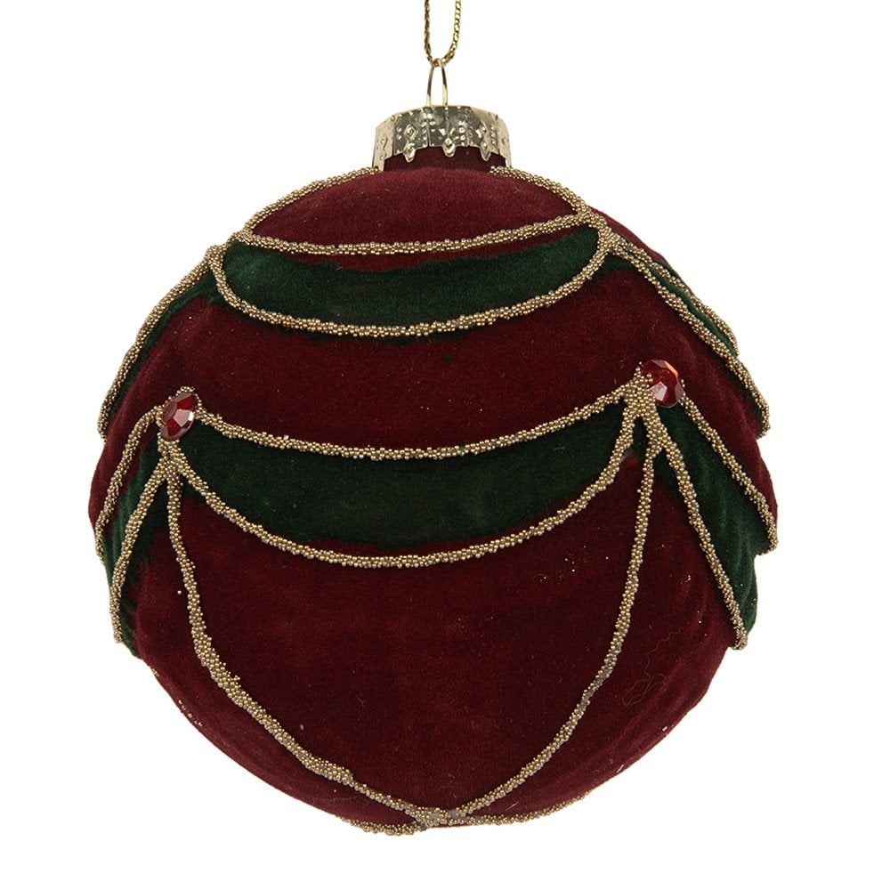 Kerstbal Ø 8x8 cm Rood Groen Glas