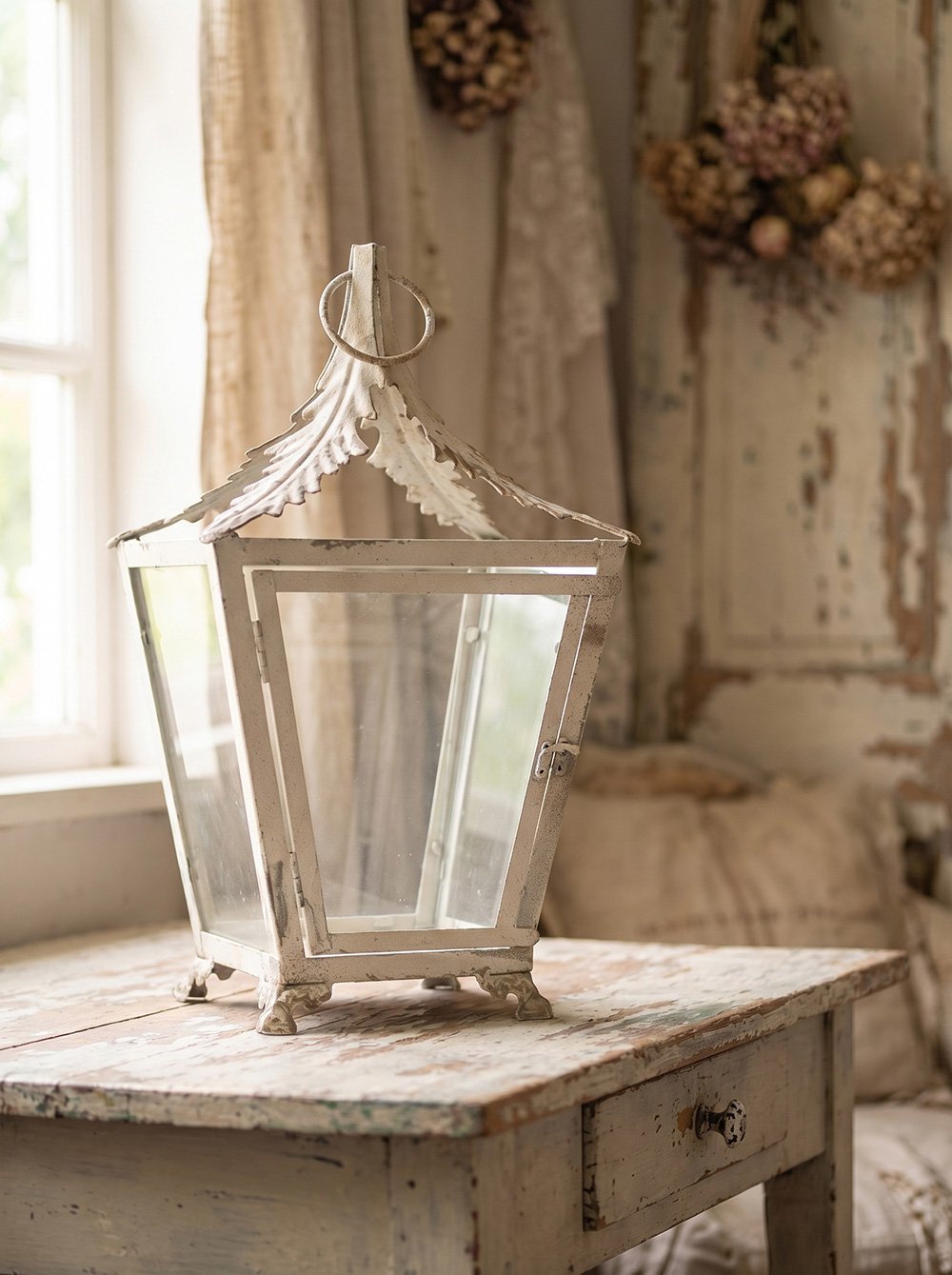 Lantaarn 26x26x47 cm Beige Metaal