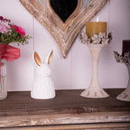 Beeld Konijn 21 cm Wit Goudkleurig Keramiek